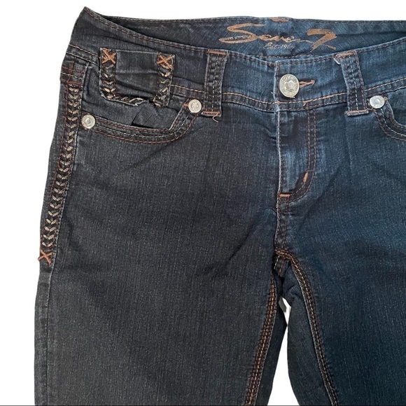 Seven 7 Women's Dark Wash Mid Rise Stretch Blue Denim Skinny Jeans Waist… - Picture 2 of 10